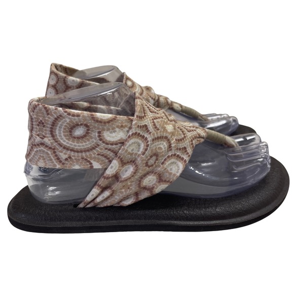 Sanuk Shoes - Sanuk Yoga Sling 2 Womens 7 Brown Geometric Print Yoga Mat Comfort Sandals Boho